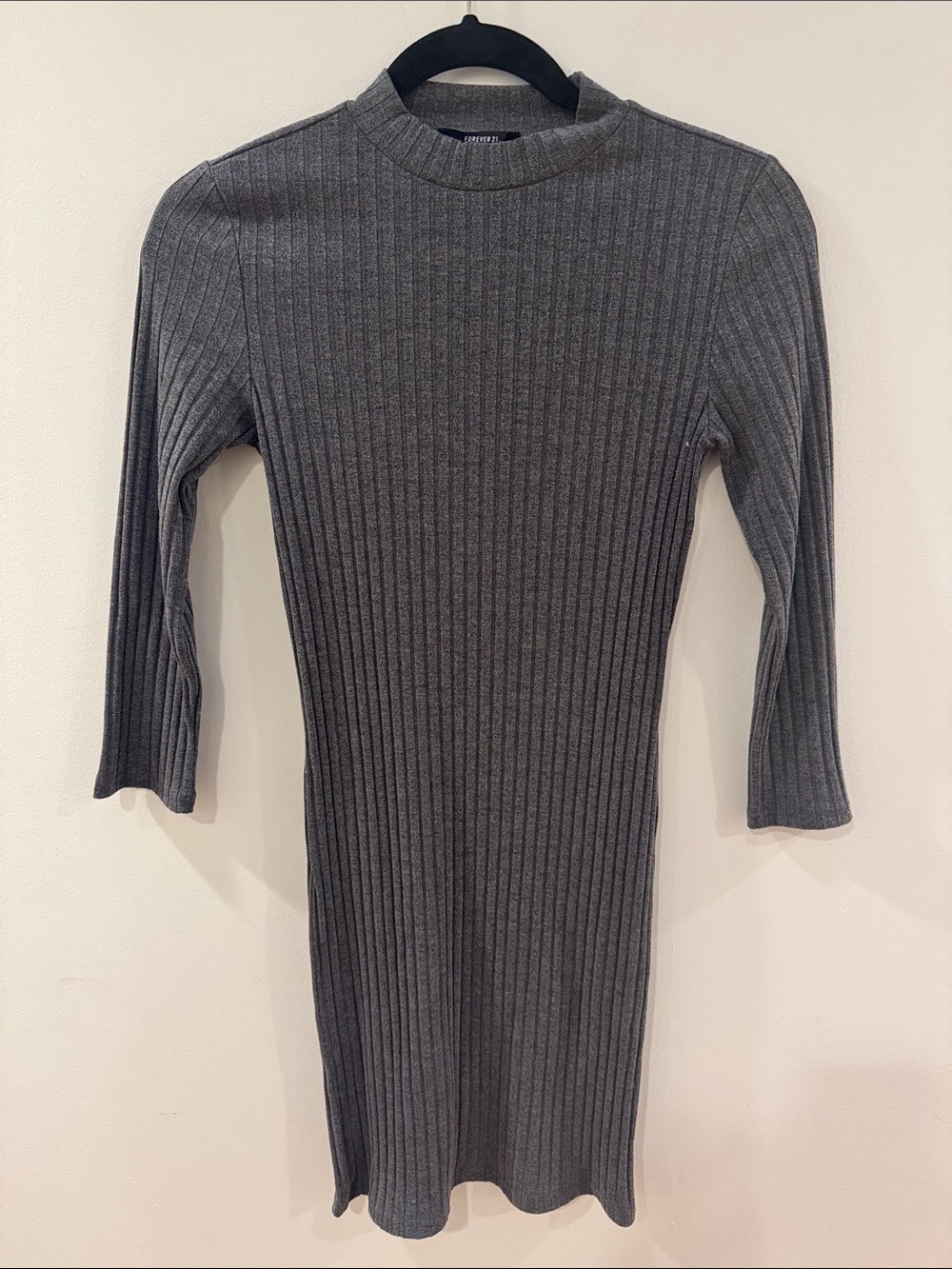 Forever 21 Ribbed Midi Dress in Charcoal Gray